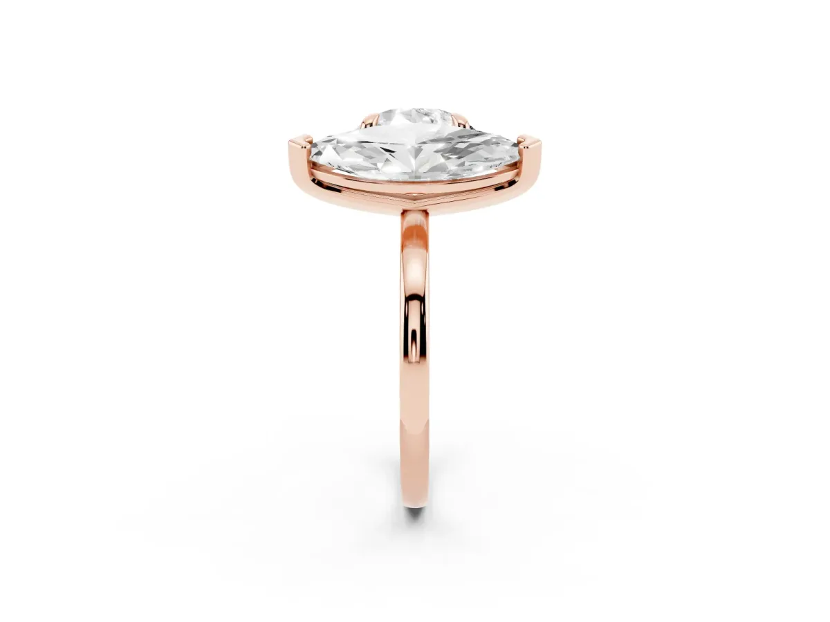Round and Marquise Toi Moi Ring with Prong Setting and Plain Band Rose gold