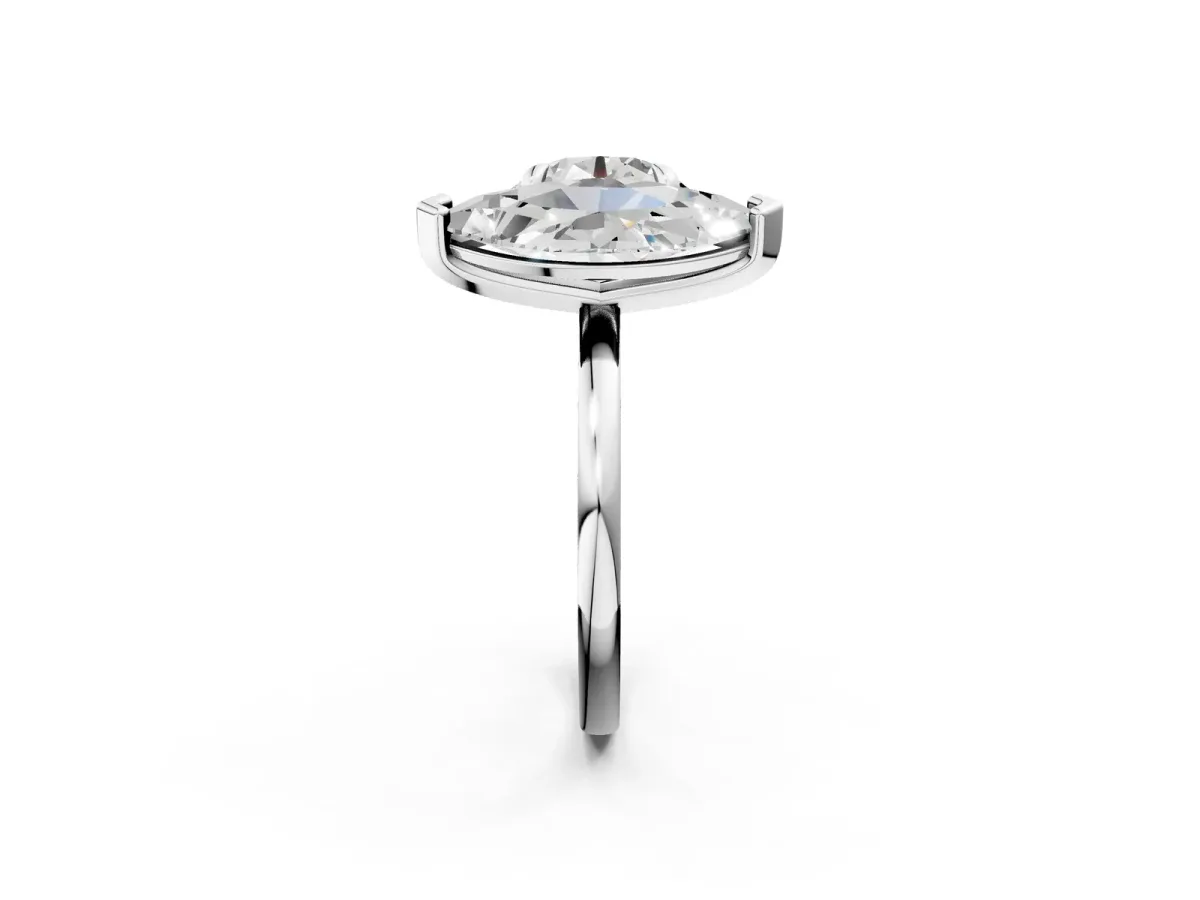 Round and Marquise Toi Moi Ring with Prong Setting and Plain Band Platinum