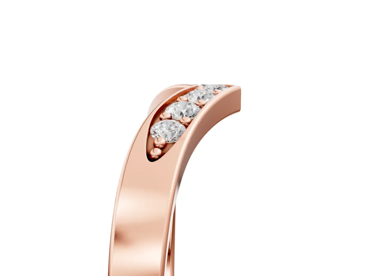 Chevron Pavé Round Diamond Twist Band Rose gold