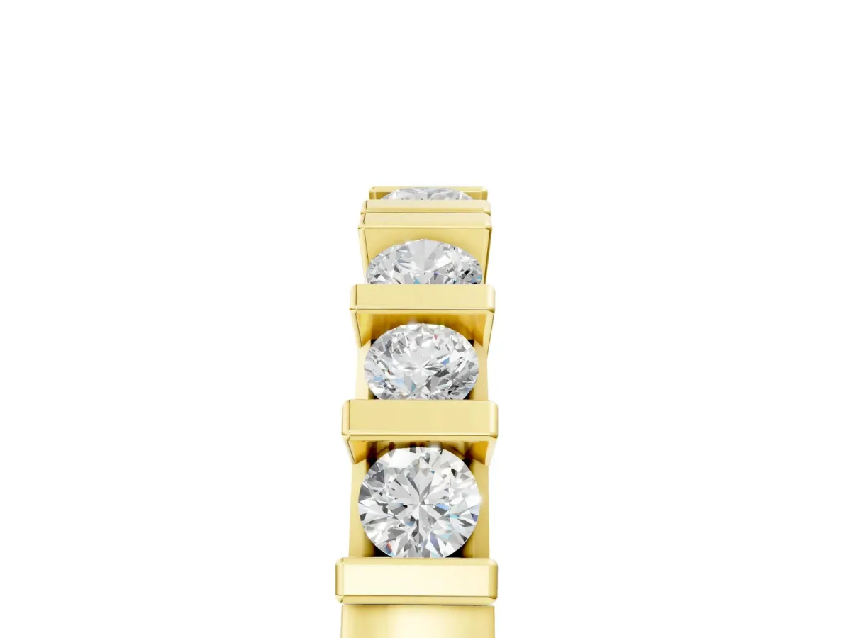 Round Channel Set Diamond Half Eternity Band Yellow gold