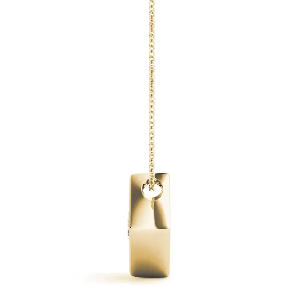 Round Diamond Square Bezel Pendant Yellow gold