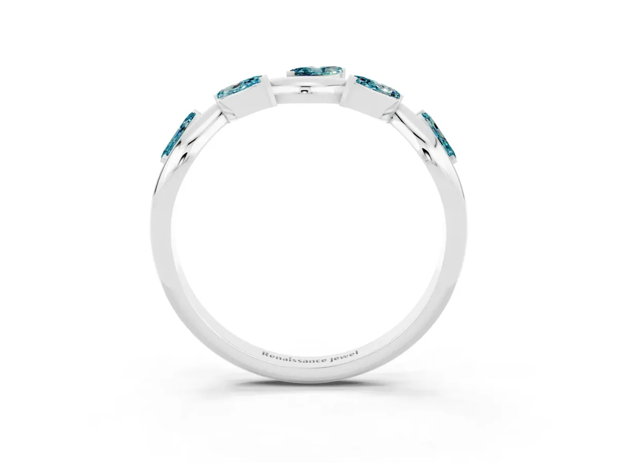 Marquise Blue Topaz Twisted Band with Prong Setting Silver