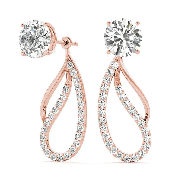 Round Cut Prong Set Diamond Infinity Drop Earrings Rose gold