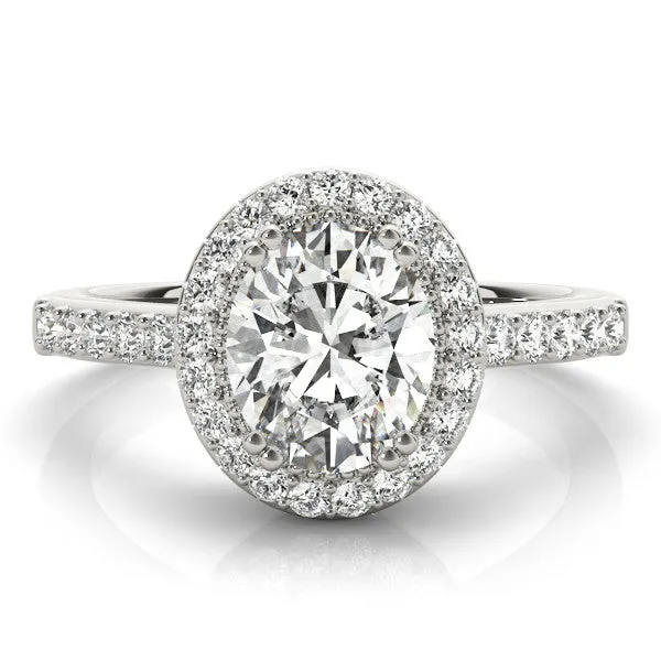 Princess Cut Diamond Halo Ring with Pavé Band and Prong Setting Silver