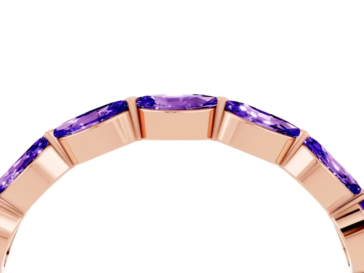 Marquise Tanzanite Half Eternity Band with Prong Setting Rose gold