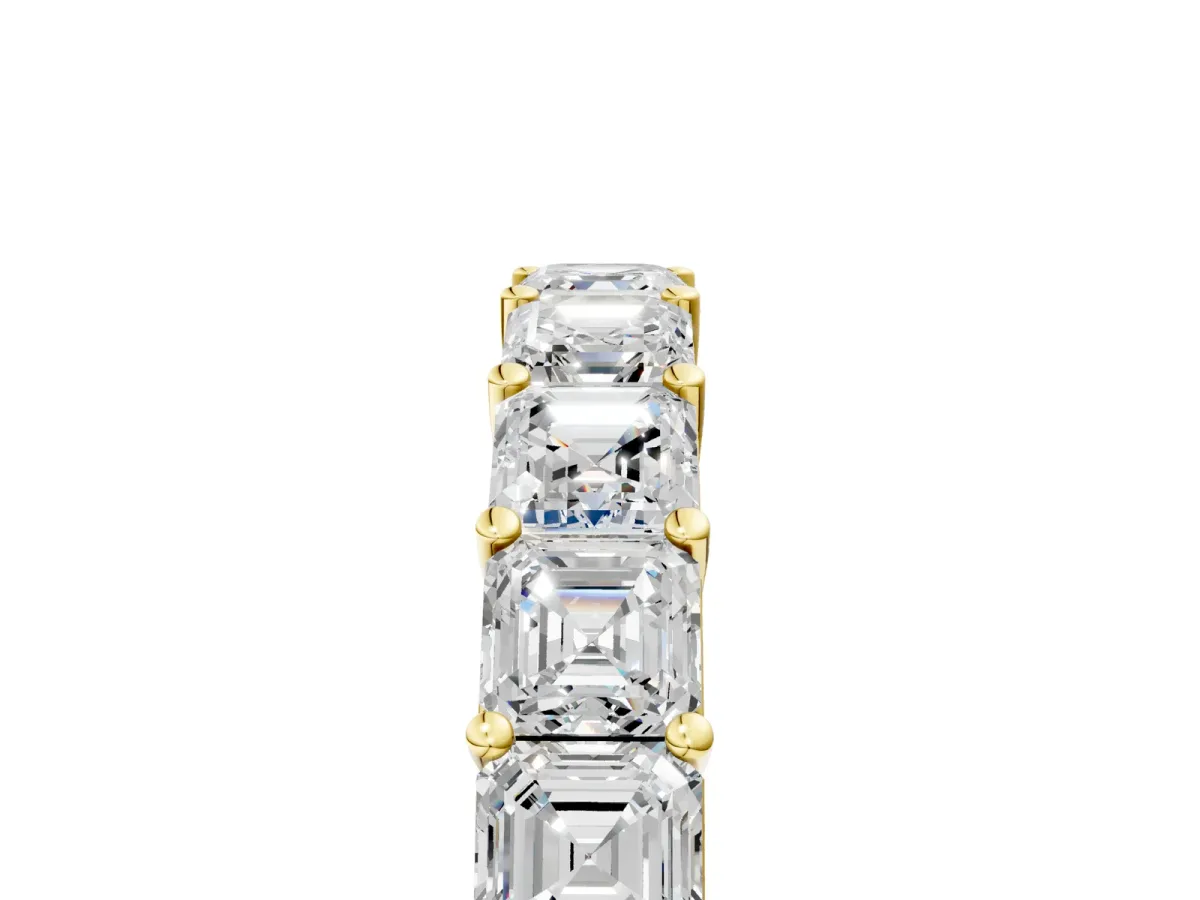 Asscher Cut Eternity Band with Shared Prong Setting Yellow gold