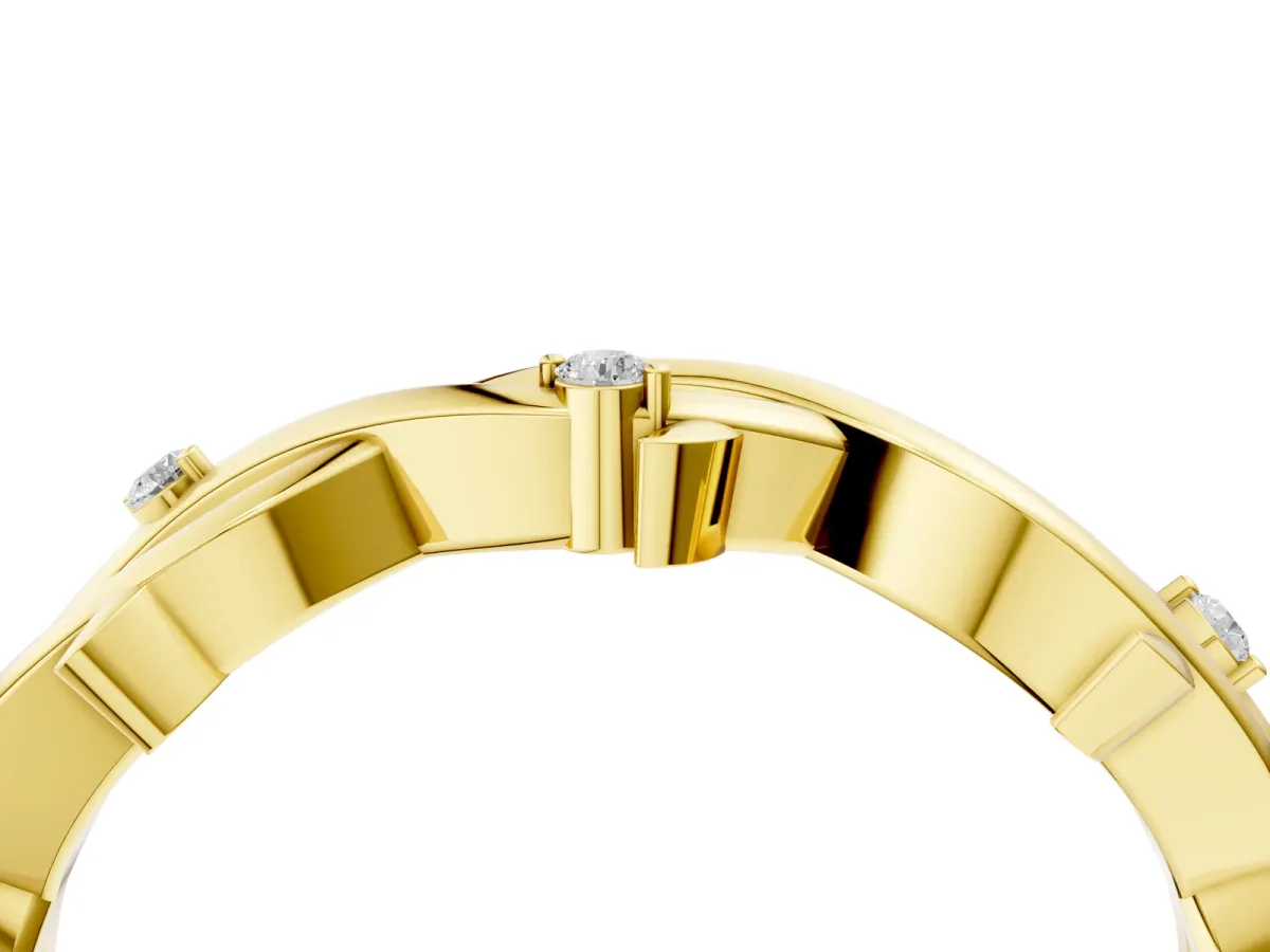 Prong Set Round Diamond Twist Band Yellow gold