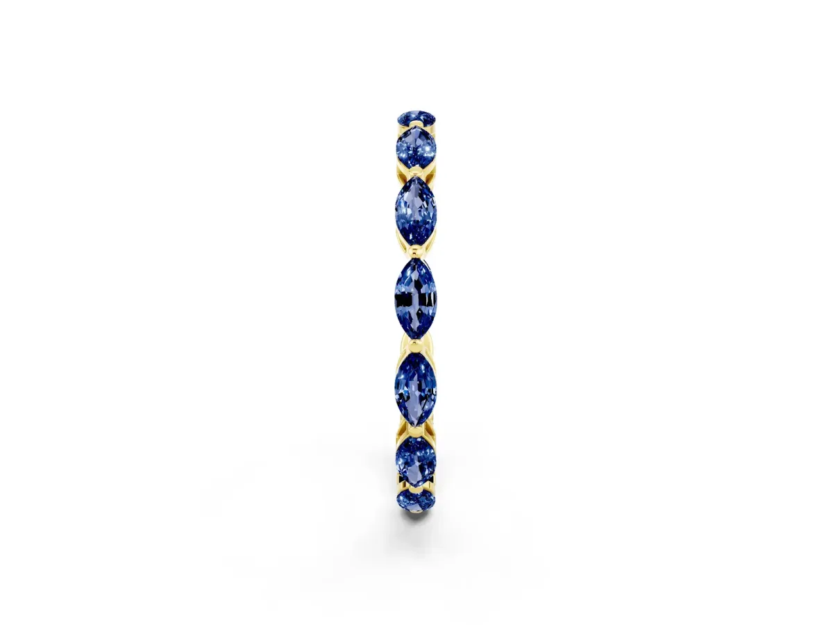 Marquise Blue Sapphire Eternity Band with U-Prong Setting Yellow gold