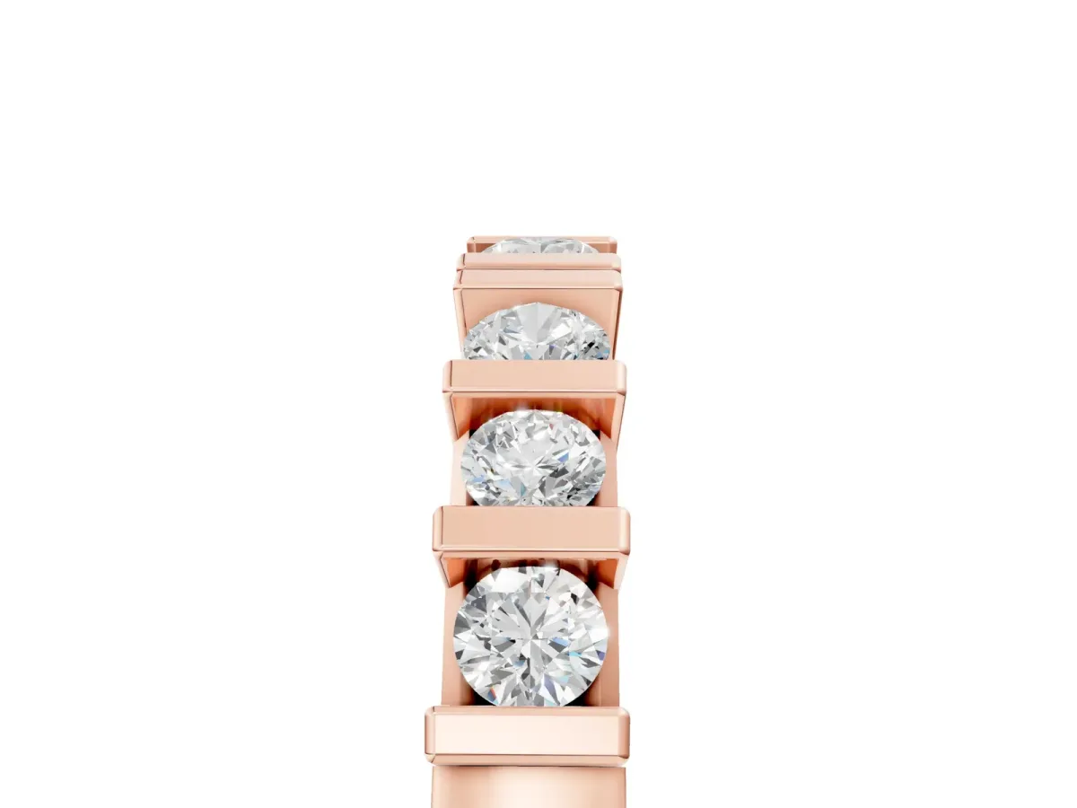 Round Channel Set Diamond Half Eternity Band Rose gold