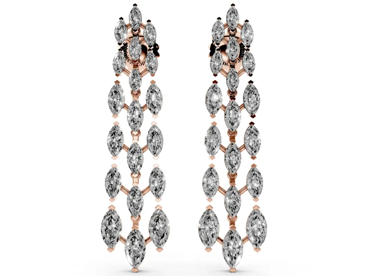 Marquise Diamond Linear Drop Earrings Rose gold
