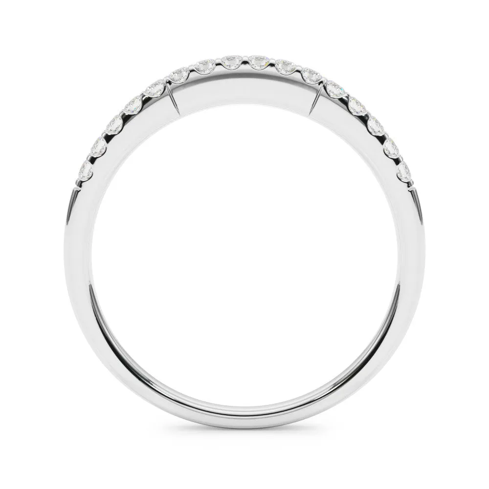 Round Diamond Pavé Half-Eternity Band with Shared Prong Setting Platinum