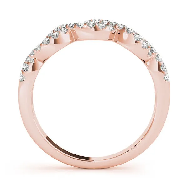 Infinity Diamond Pavé Round Stone Twist Band with Prong Setting Rose gold