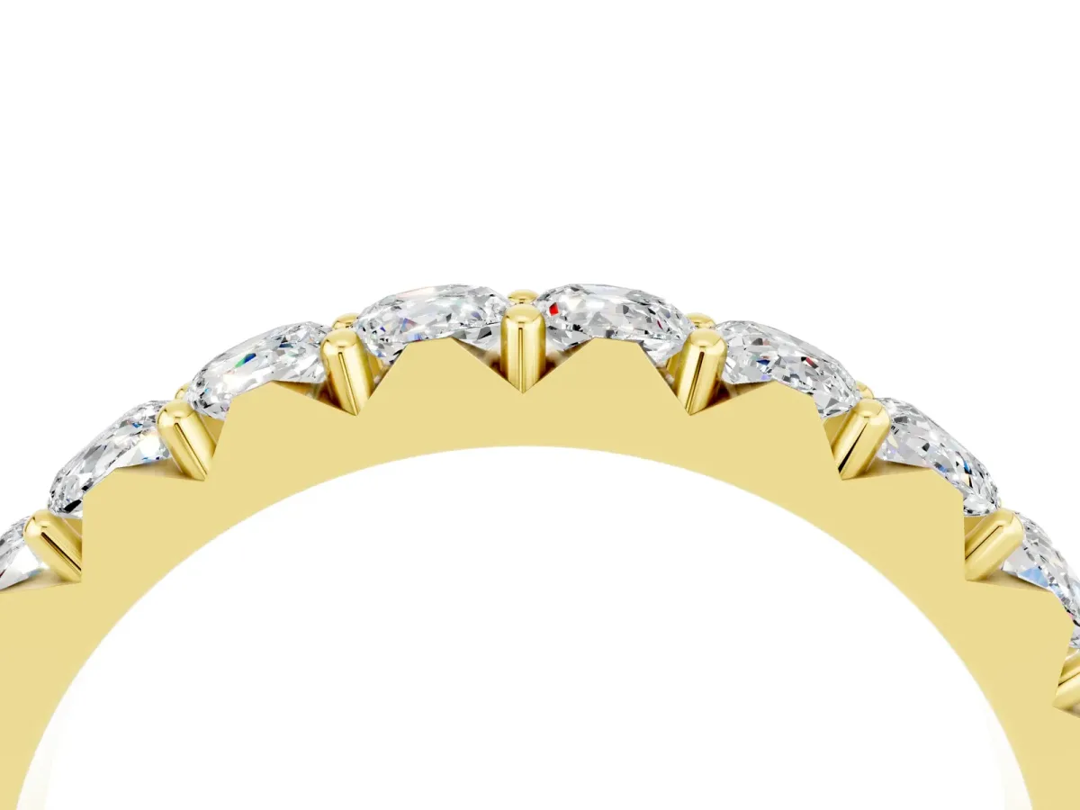 Round Moissanite Half Eternity Band with Classic Prong Setting Yellow gold