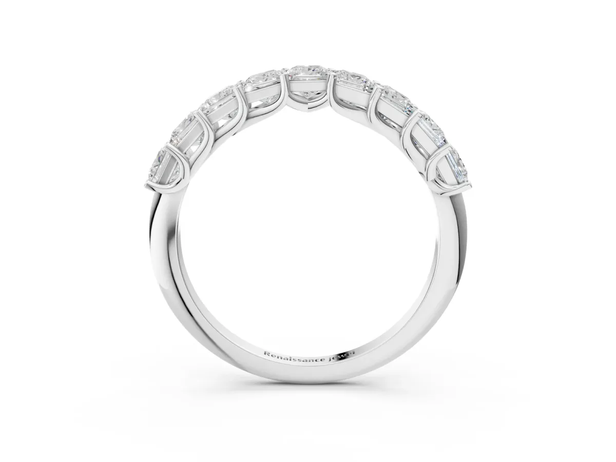 Princess Cut Diamond Channel-Set Eternity Band with Prong Setting Platinum