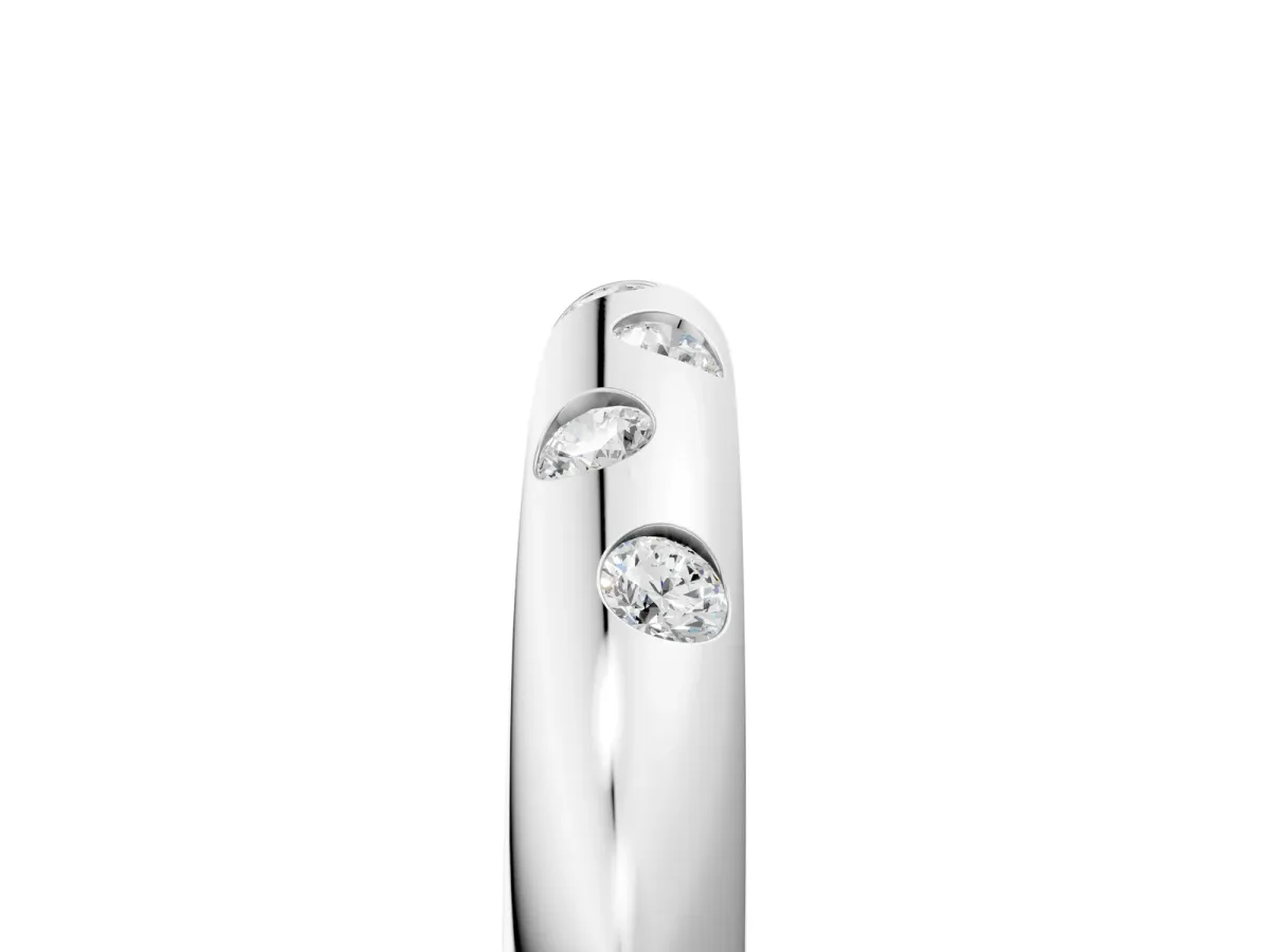 Round Diamond Flush-Set Comfort Fit Band White gold