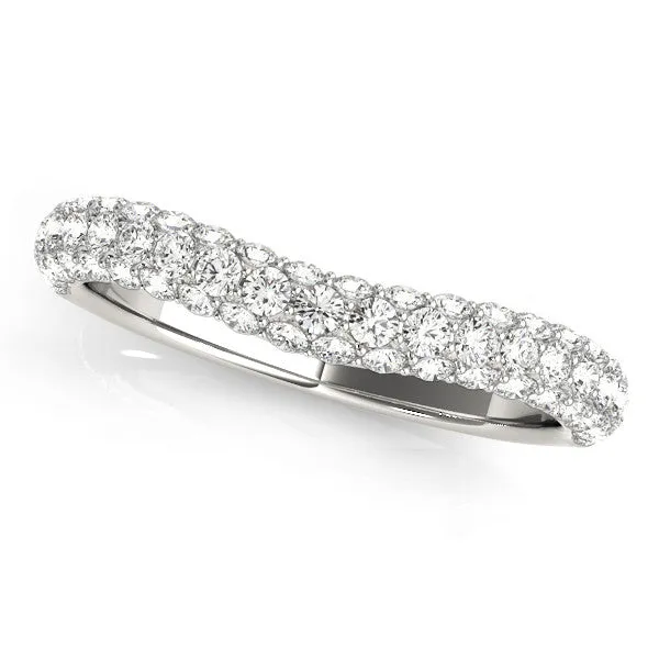 Three-Row Round Diamond Pavé Eternity Band with Shared Prong Setting White gold