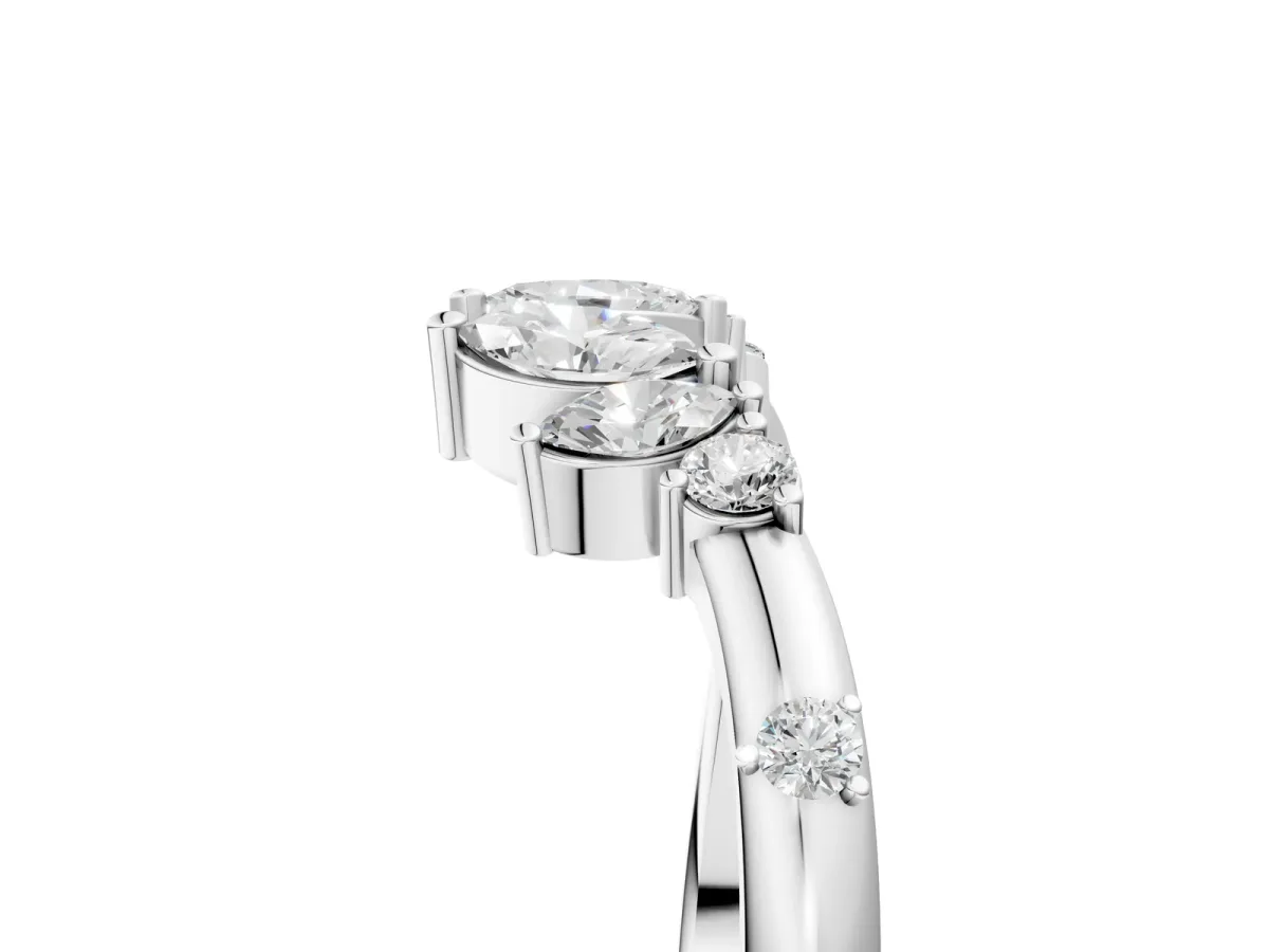 Open Marquise Cluster Diamond Band with Prong Setting Platinum