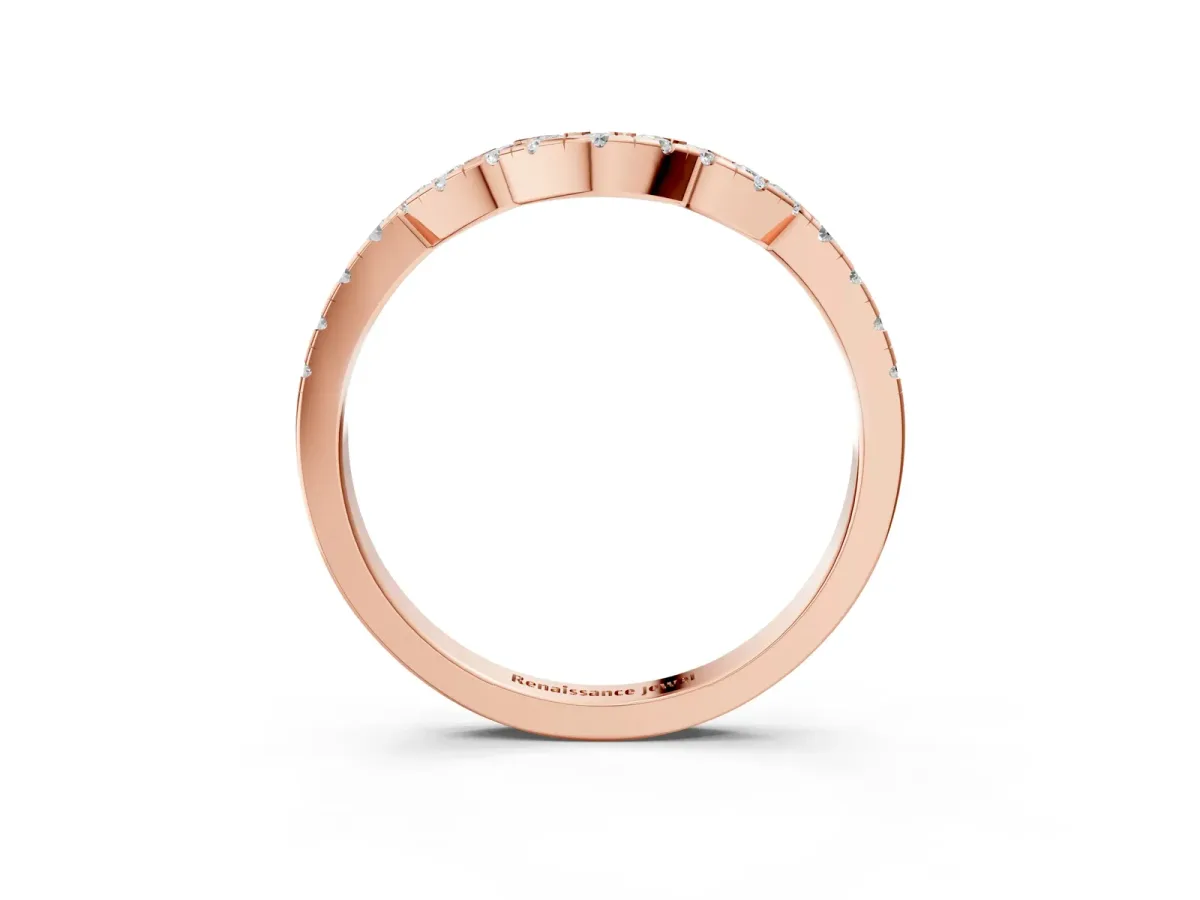 Curved Diamond Pavé Round-Cut Contour Band Rose gold
