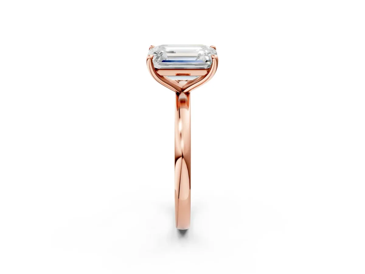 Fancy Pink Emerald Cut and Emerald Cut Toi Moi Ring with Prong Setting Rose gold