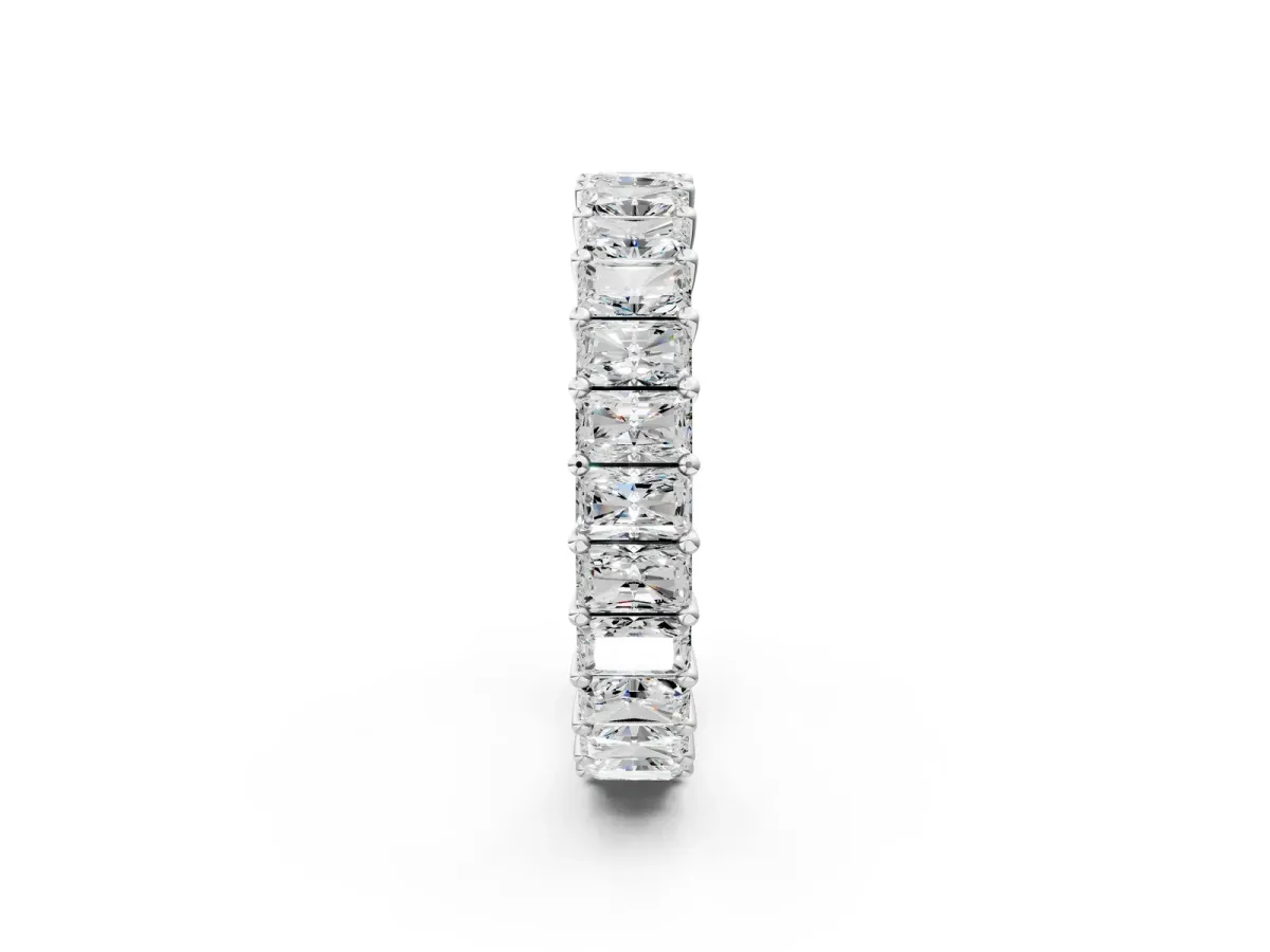 radiant Cut eternity band with shared prong setting White gold