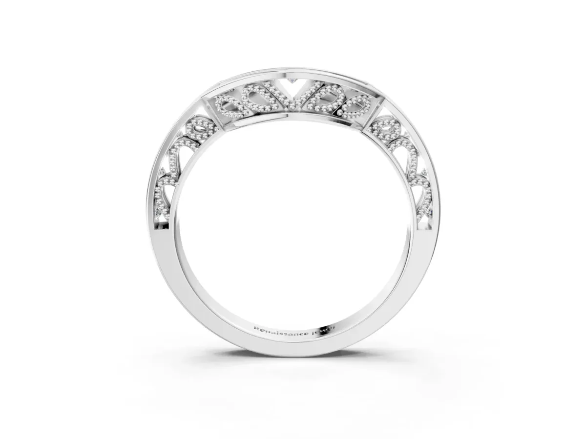 Round Channel-Set Diamond Contour Band Platinum