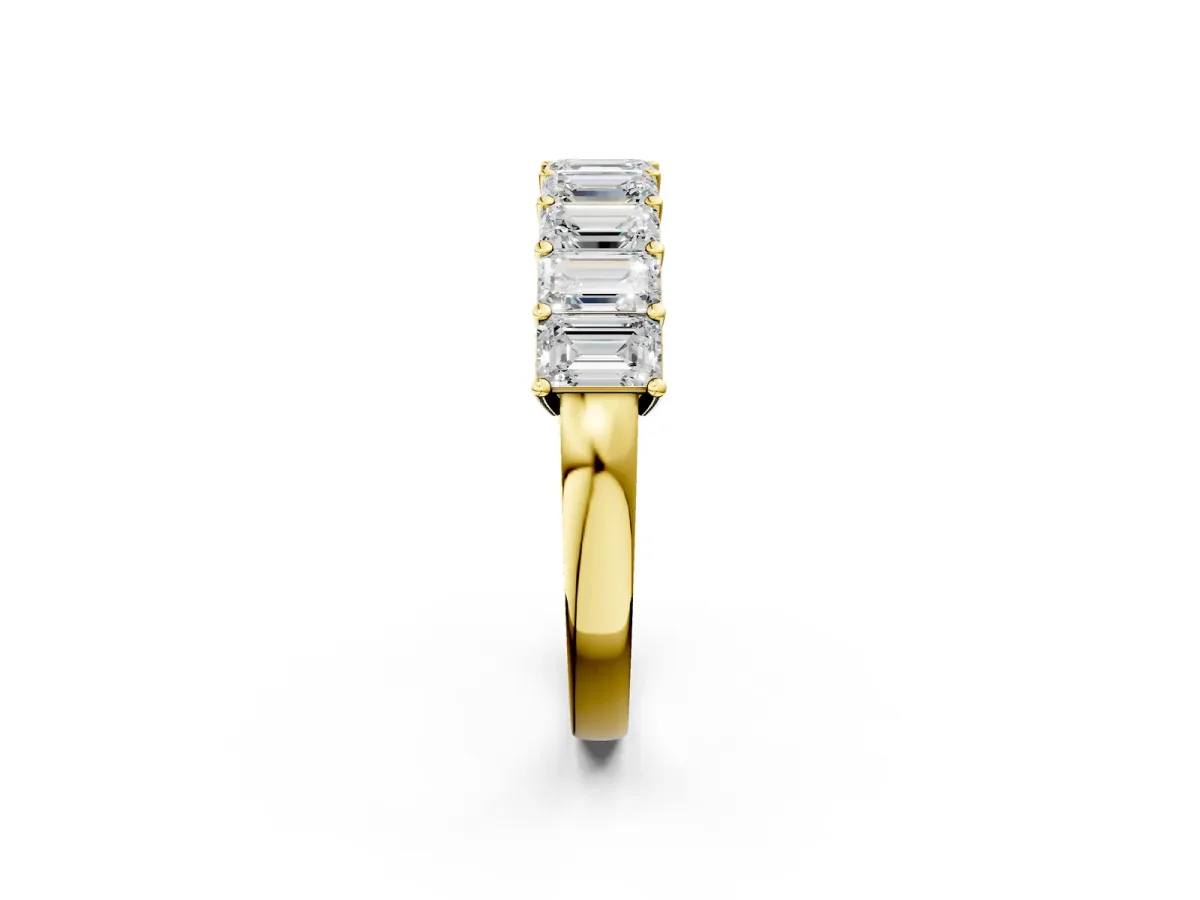 Emerald Cut Diamond Prong-Set Eternity Band Yellow gold
