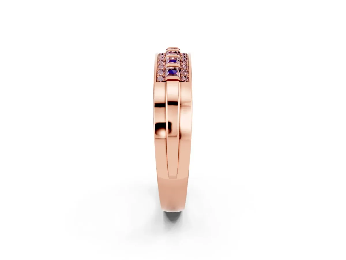 Bar-Set Princess Cut Morganite Pavé Band Rose gold