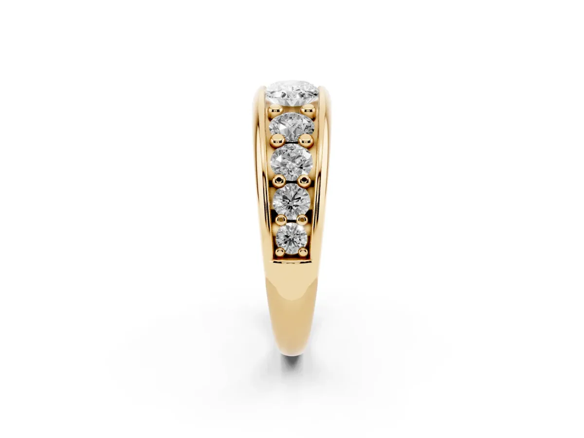 Oval Diamond Mens Ring with Round Diamond Accents Yellow gold