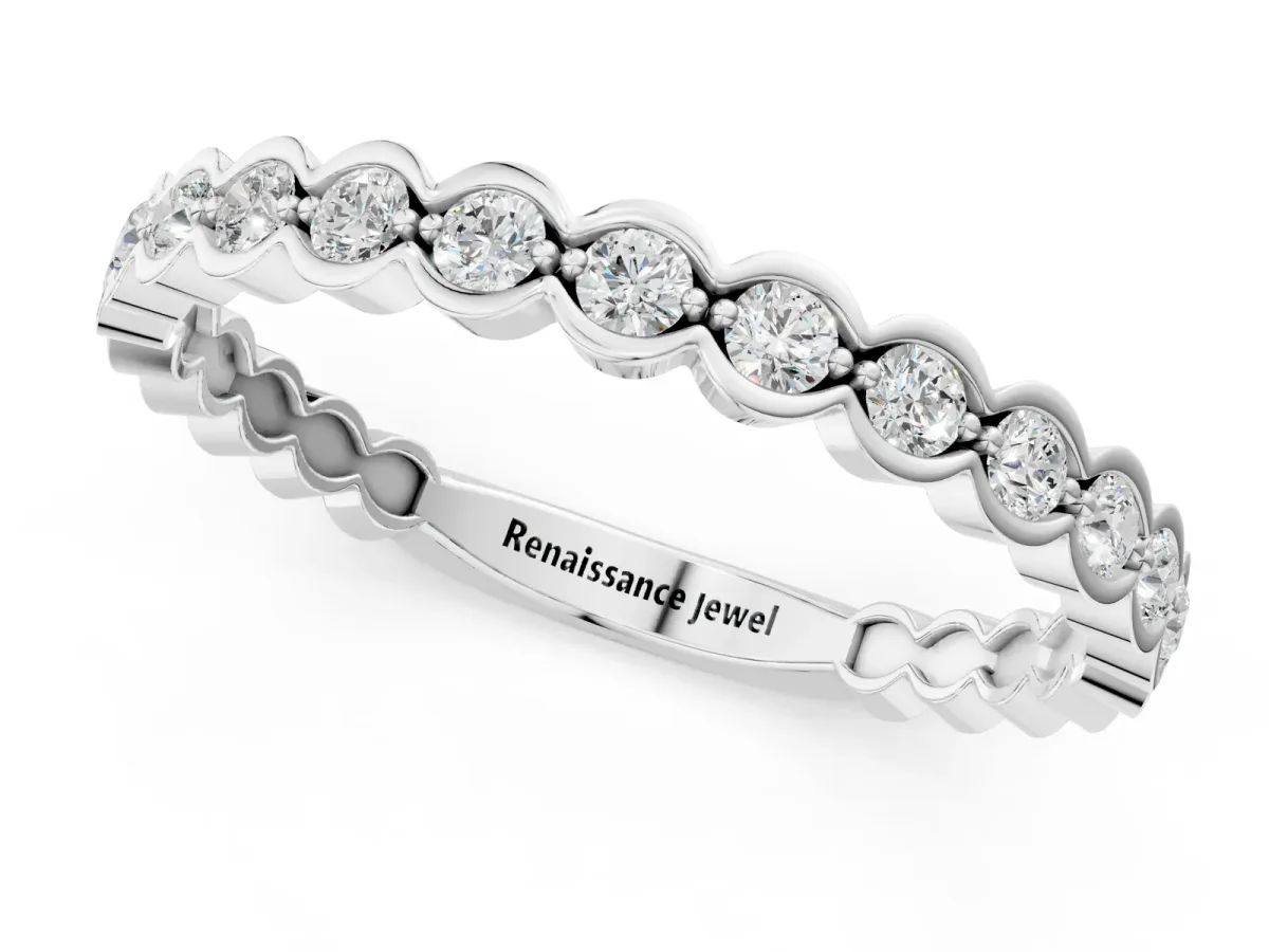 Round Diamond Bezel Set Eternity Band White gold