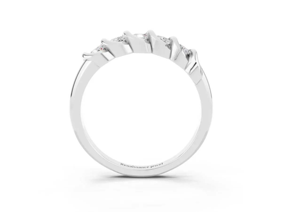 Round Moissanite Eternity Band with Twist Prong Setting Silver