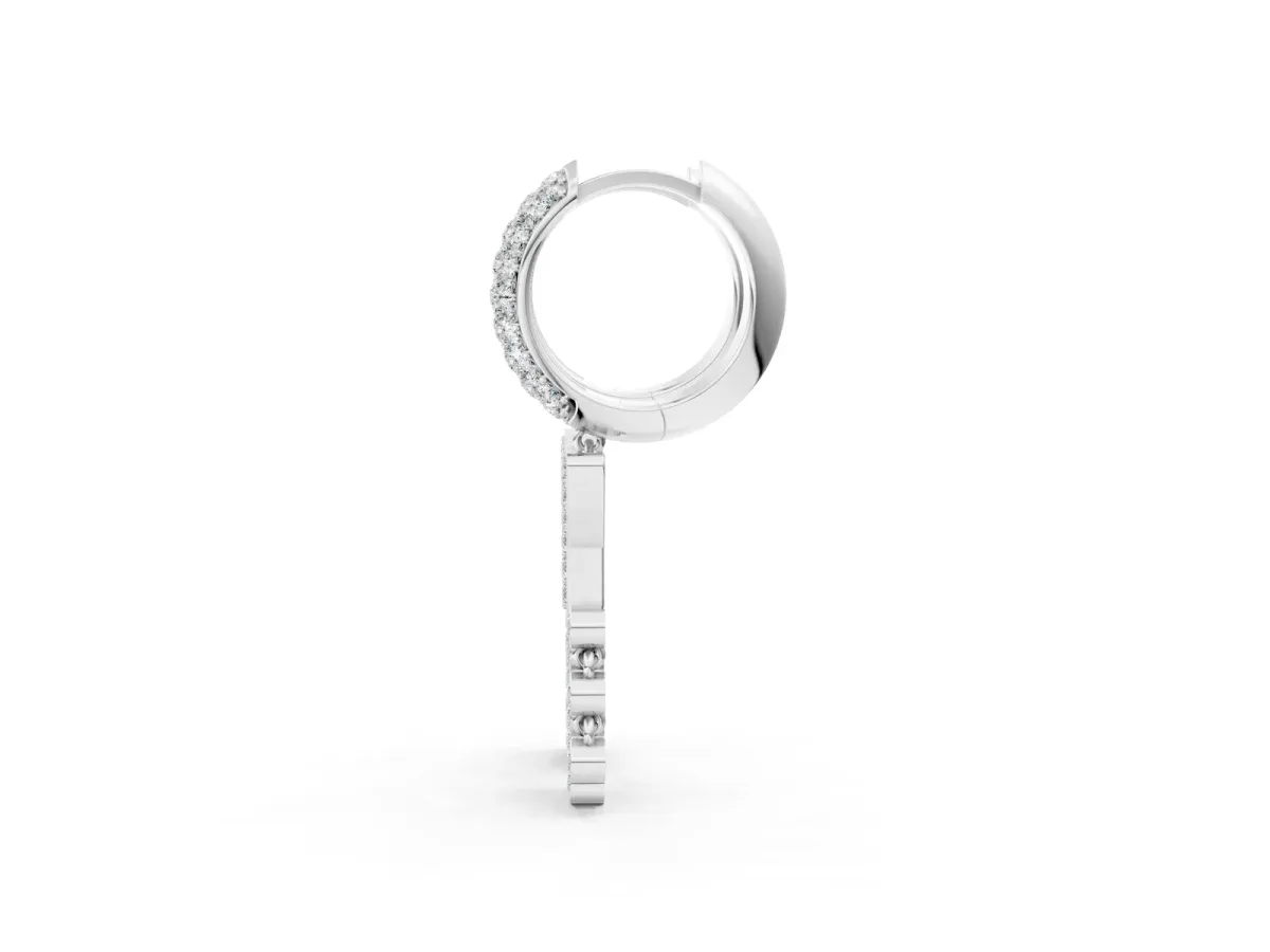 Round Diamond Initial Y Huggie Hoop Earrings Platinum