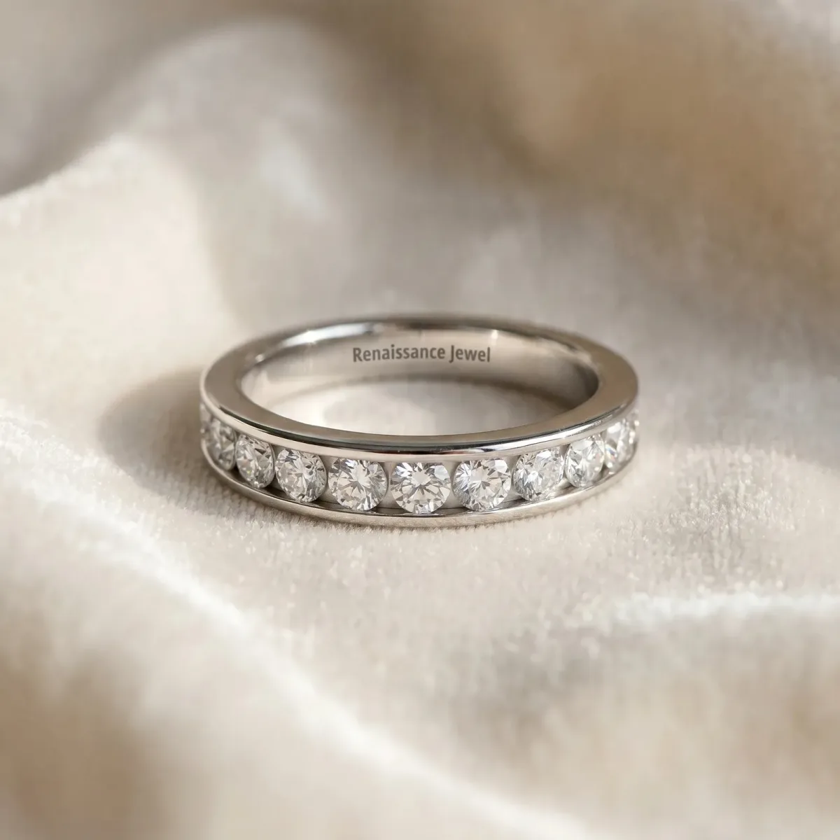 Channel Set Round Diamond Eternity Band Platinum