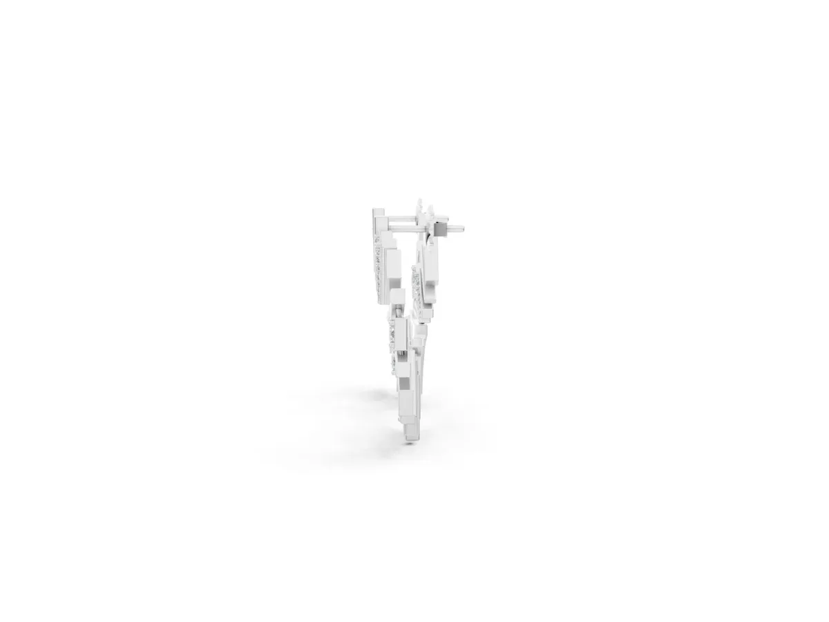 Round Diamond Fanburst Stud Earrings White gold