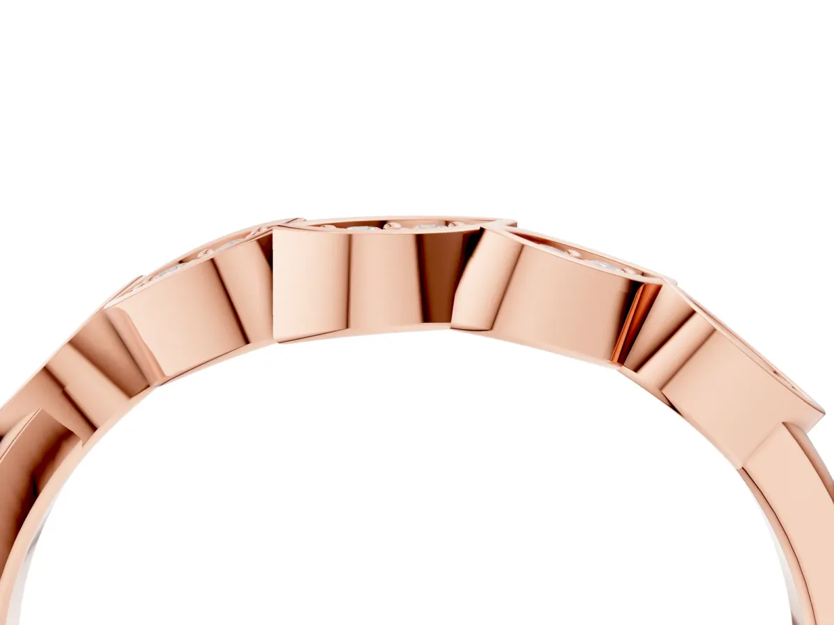 Marquise Diamond Leaf Eternity Band with Bezel Setting Rose gold