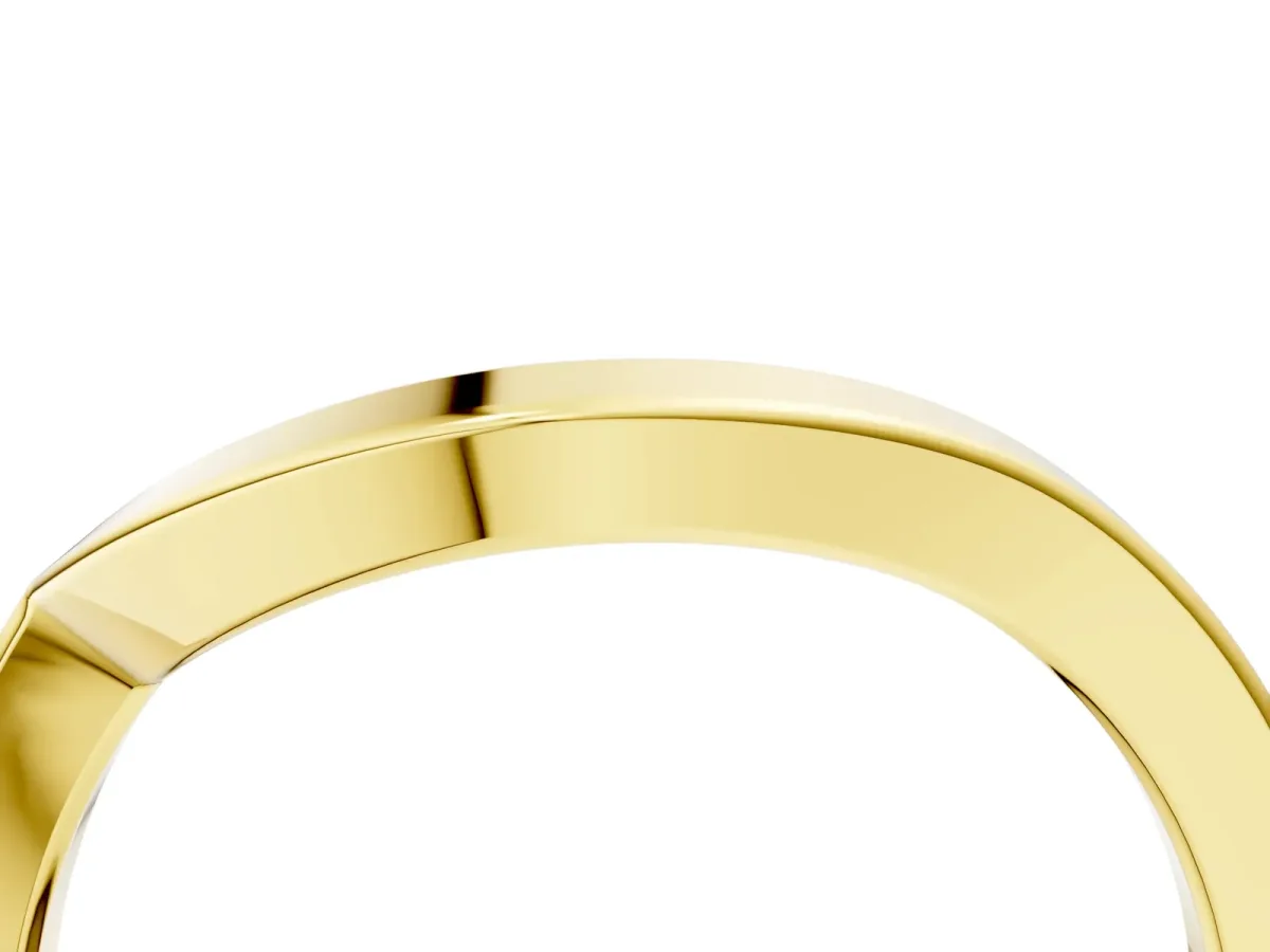 Chevron Curved Solitaire Band Yellow gold