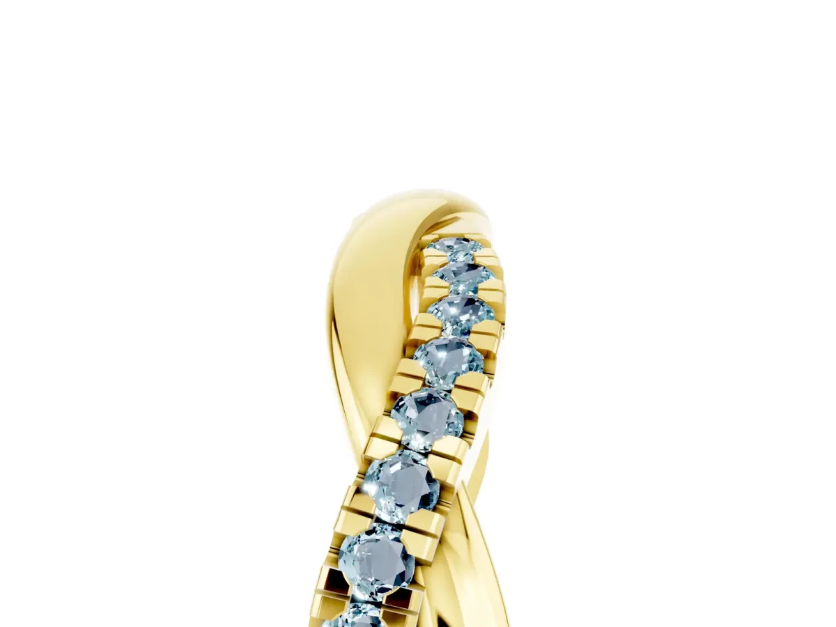 Round Aquamarine Twisted Infinity Band with Prong Setting Yellow gold