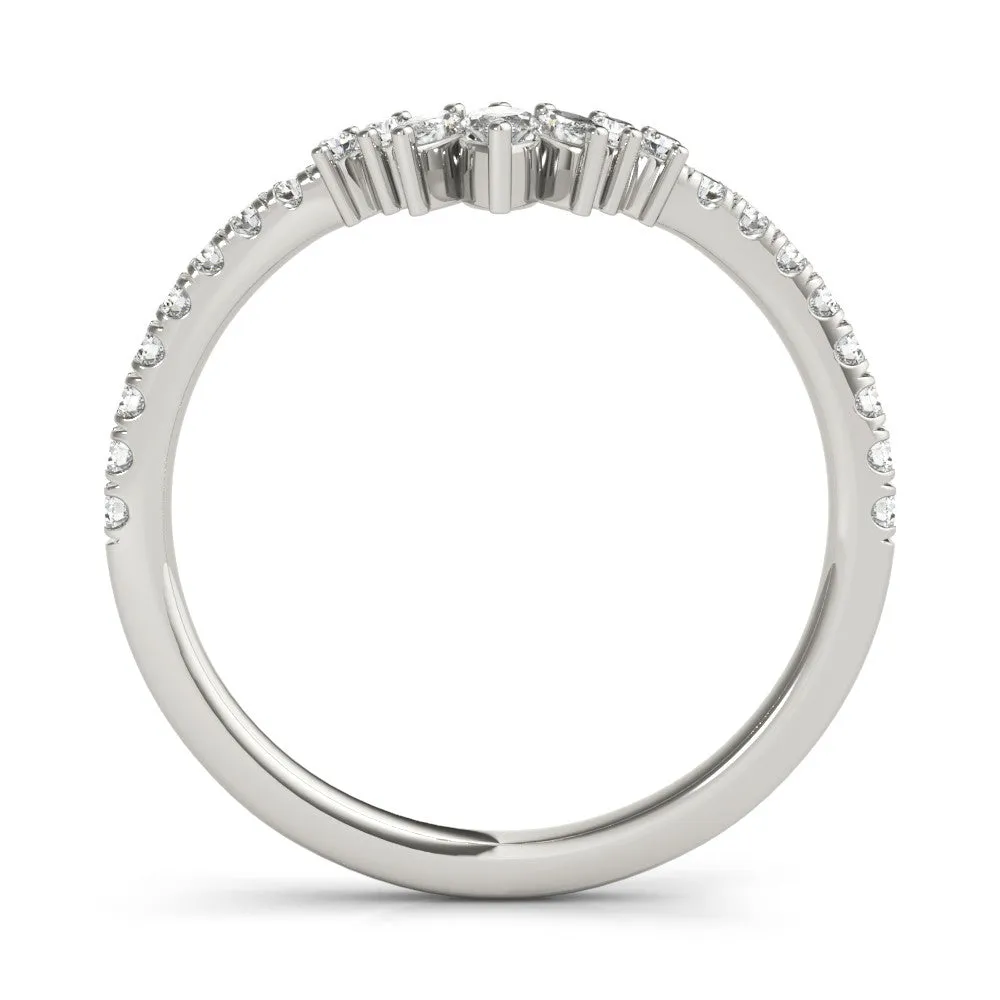 Marquise Cluster Diamond Pavé Band with Prong Setting Silver