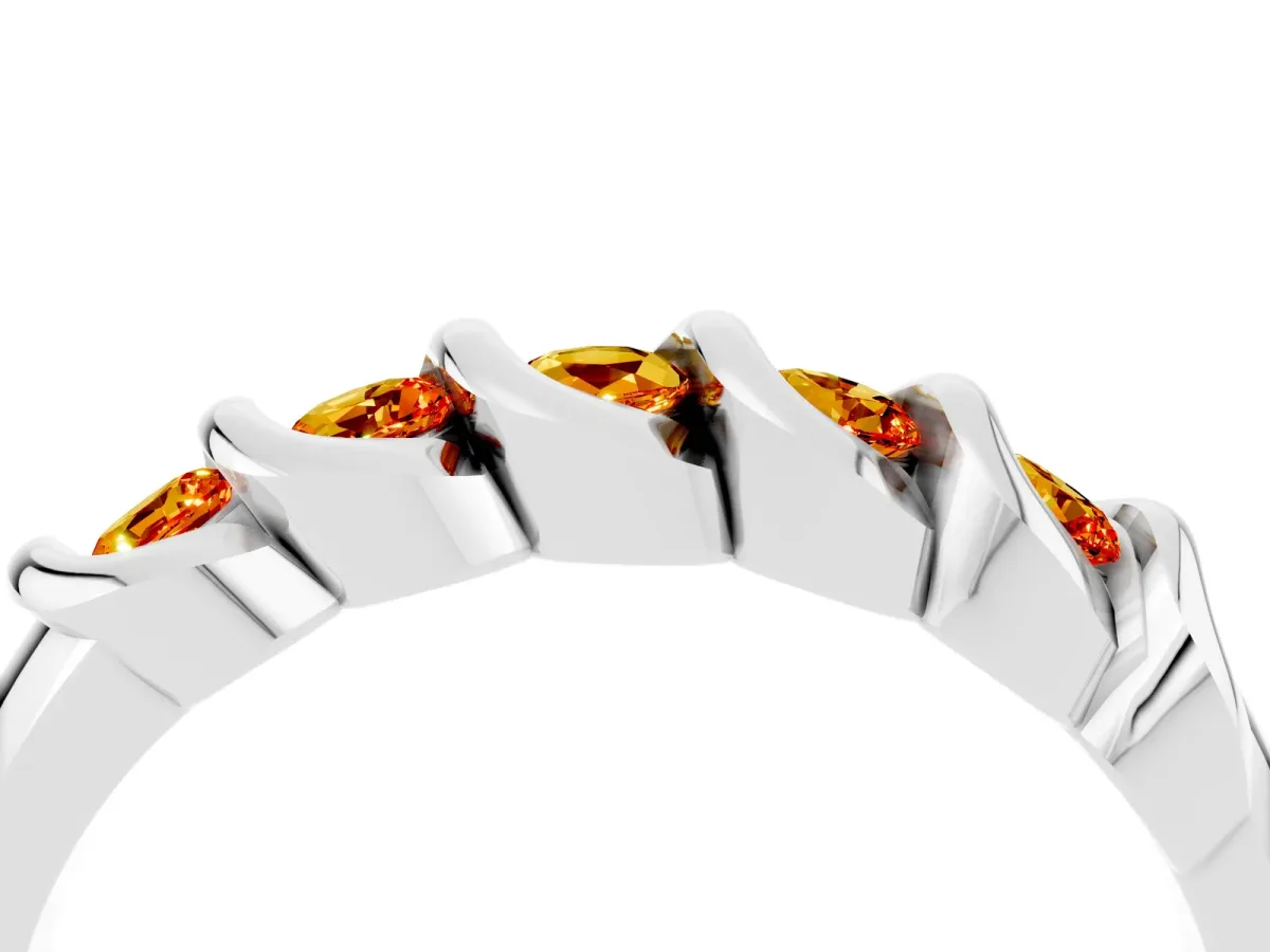 Round Citrine Eternity Band with Twist Prong Setting White gold