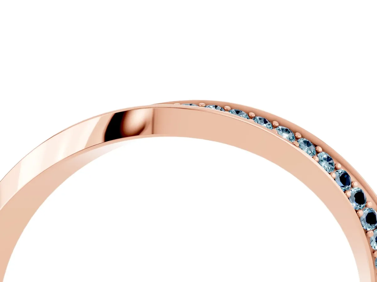 Pavé Round Aquamarine Twist Band Rose gold