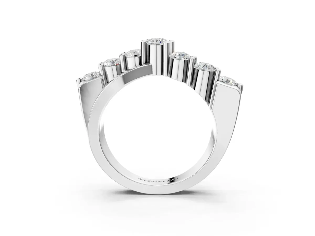 Round Diamond Prong-Set Crossover Band Platinum