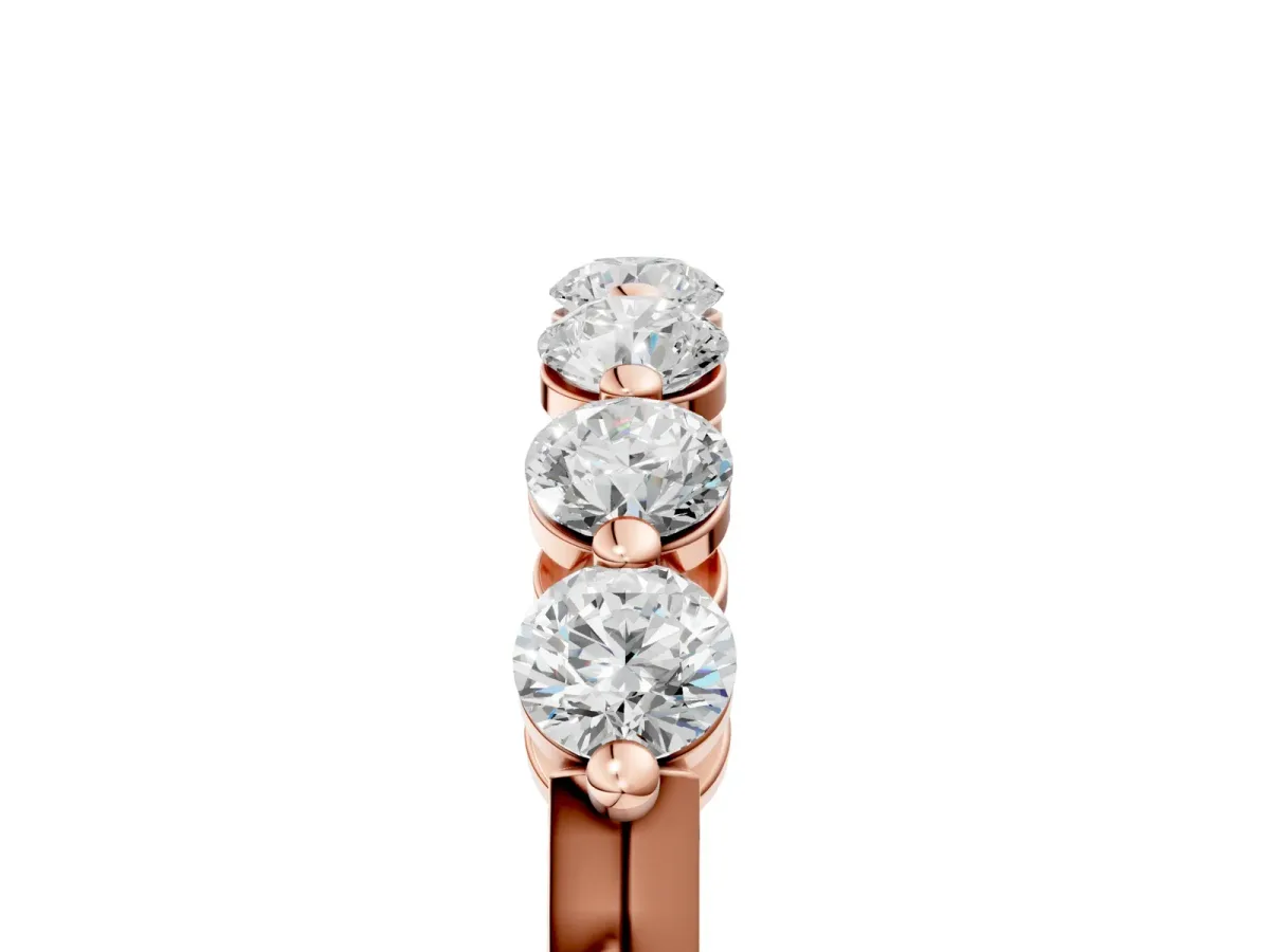 Round Cut Diamond Prong Set Half Eternity Band Rose gold