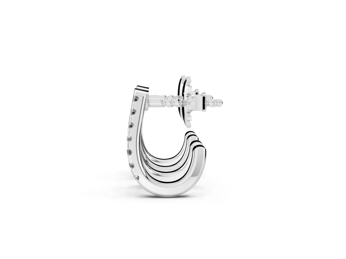Round Diamond Zuri Huggie Hoop Earrings Platinum
