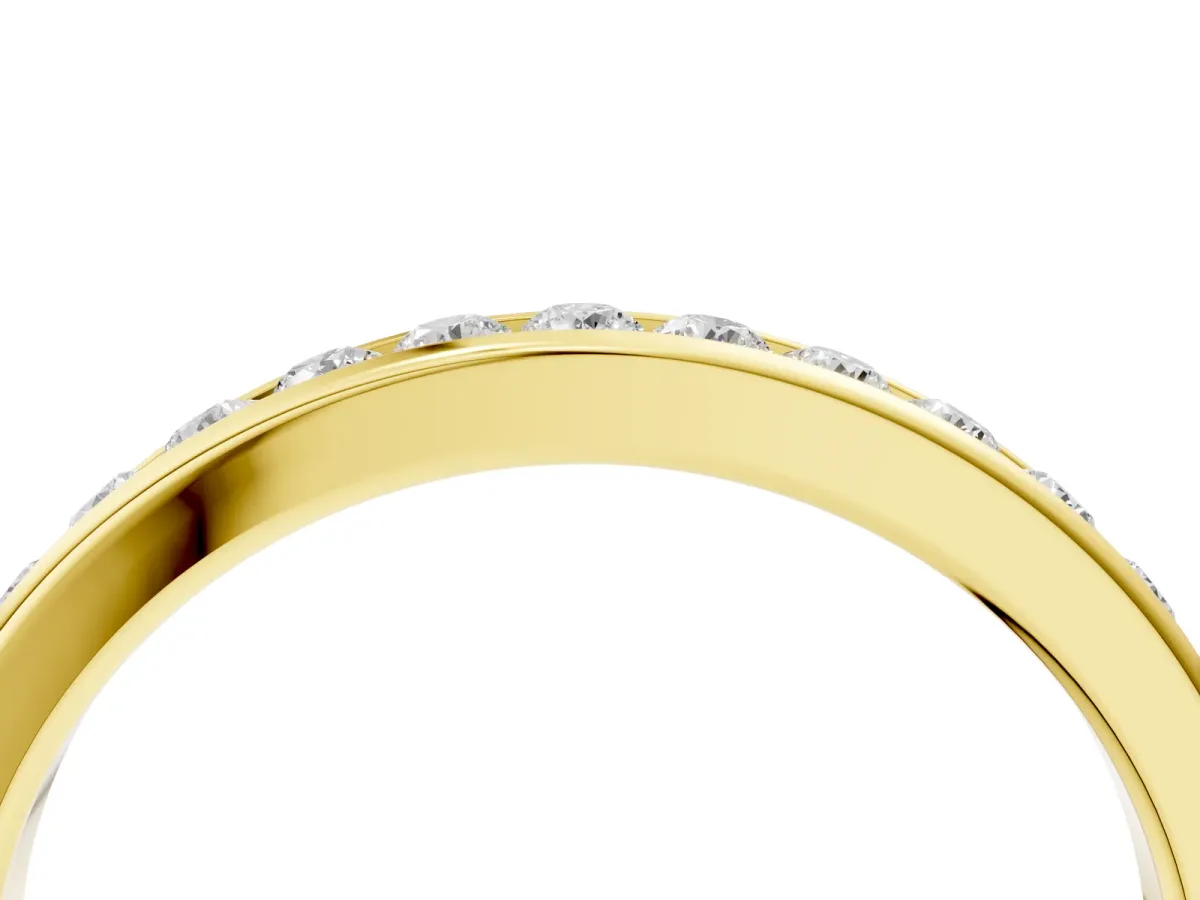 Round Cut Diamond Channel Set Eternity Band Yellow gold