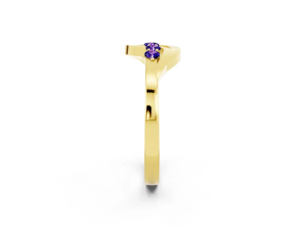 Five-Stone Round Tanzanite Crossover Band with Prong Setting Yellow gold