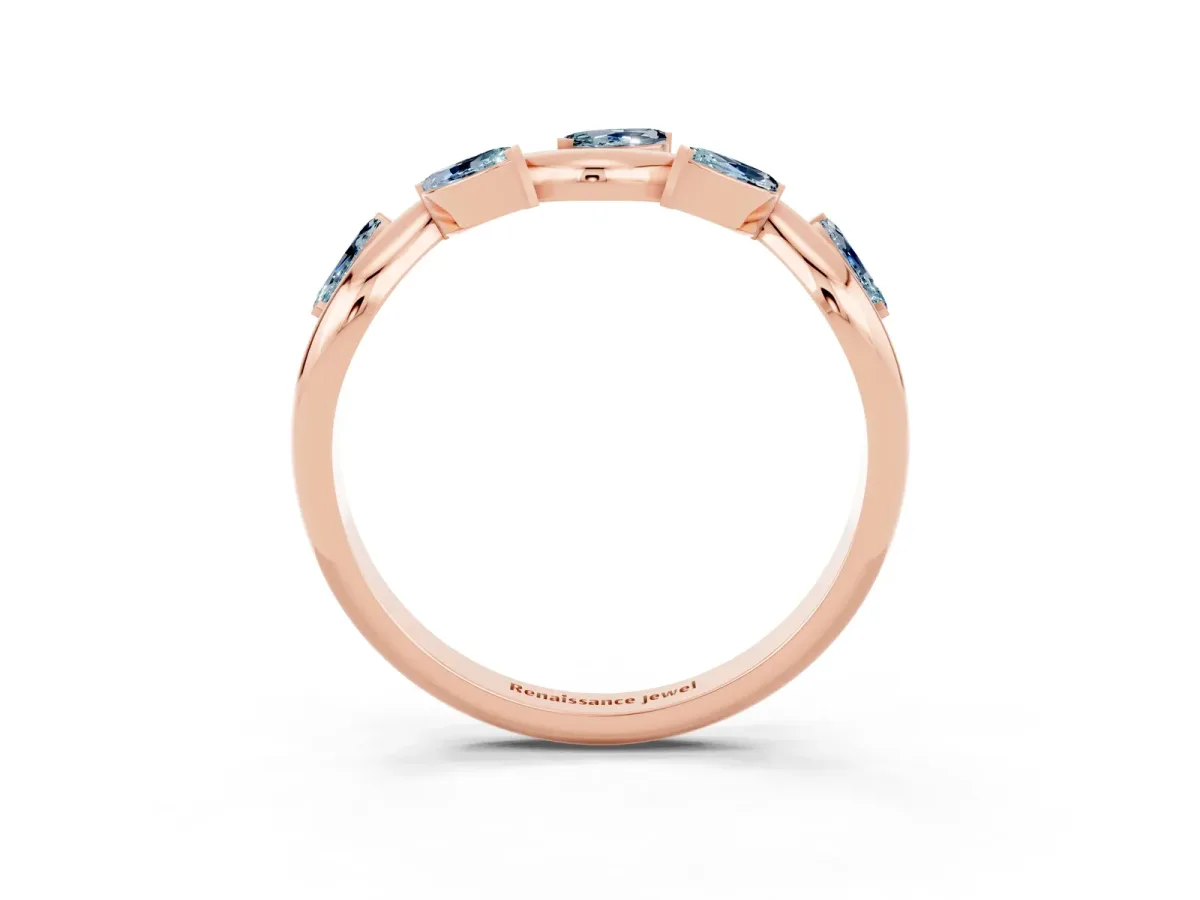 Marquise Aquamarine Twisted Band with Prong Setting Rose gold