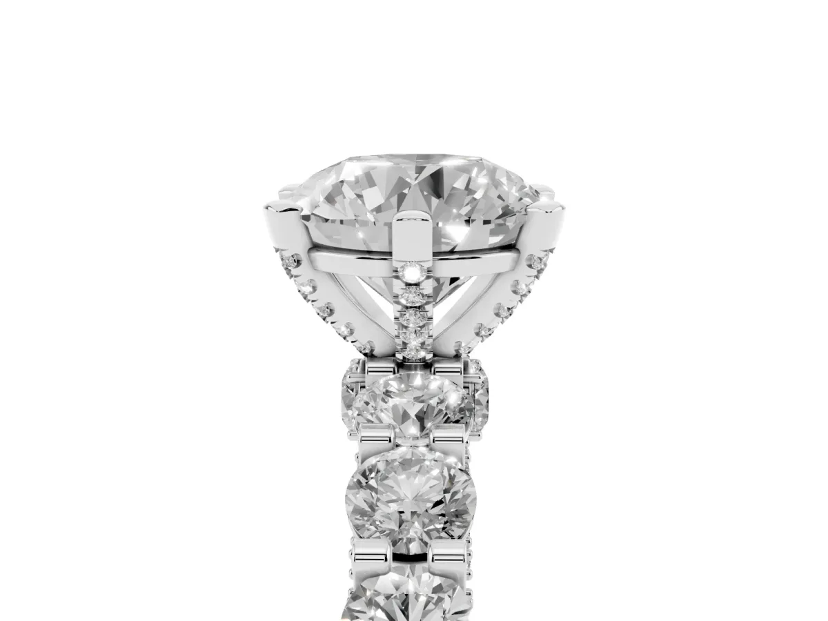 Round Diamond Mens Ring with Graduated Side Stones Silver