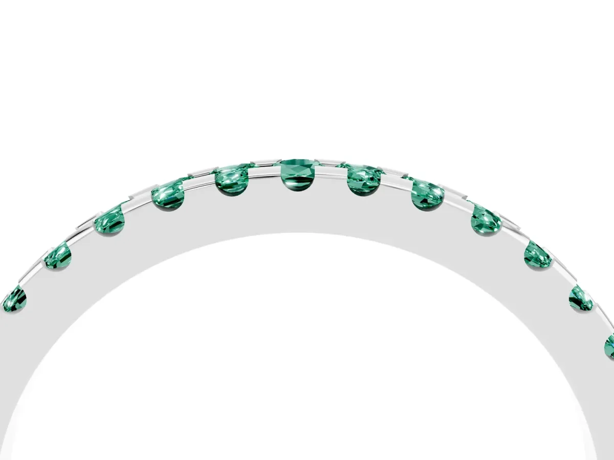 Round Green Sapphire Pavé Set Eternity Band with Micro Prong Setting Platinum