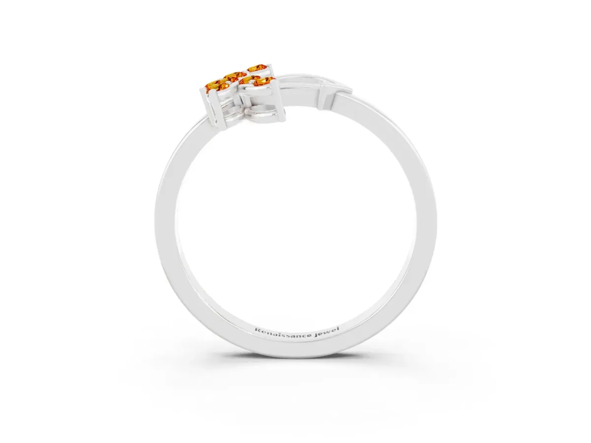 Marquise Citrine Cluster Bypass Ring with Prong Setting Silver