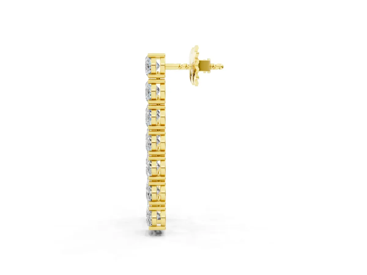 Oval Diamond Huggie Hoop Earrings Yellow gold