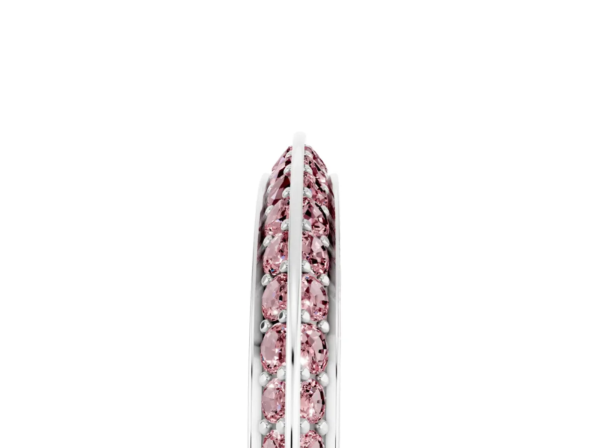 Double Row Pavé Round Morganite Eternity Band with Channel Setting Platinum